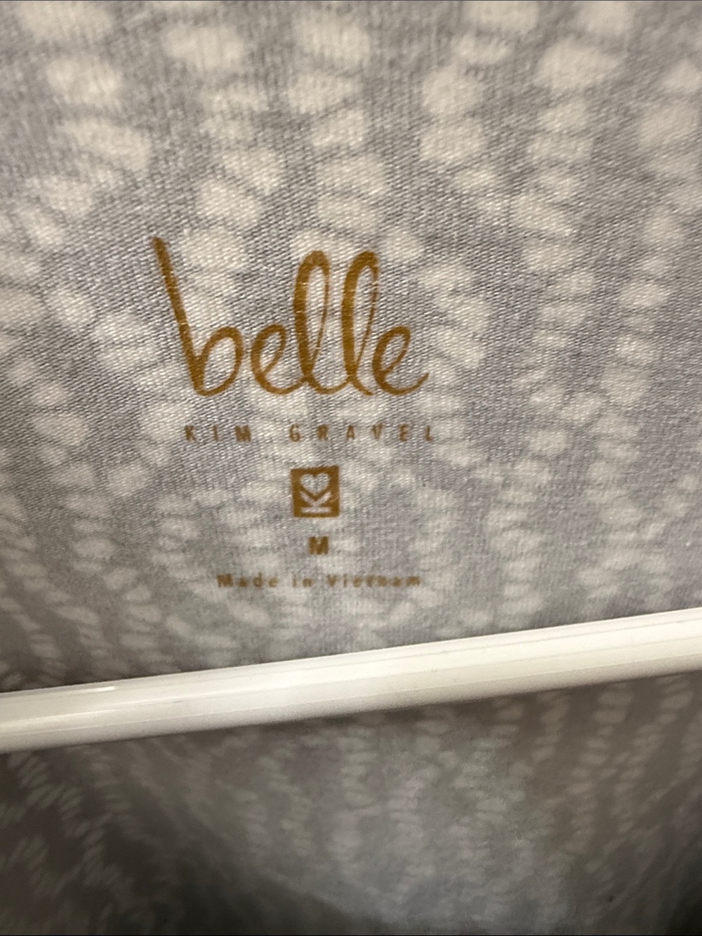 Belle by Kim Gravel Navy and White Abstract Dot Stripe 3/4 Sleeve Top - Picture 3 of 3